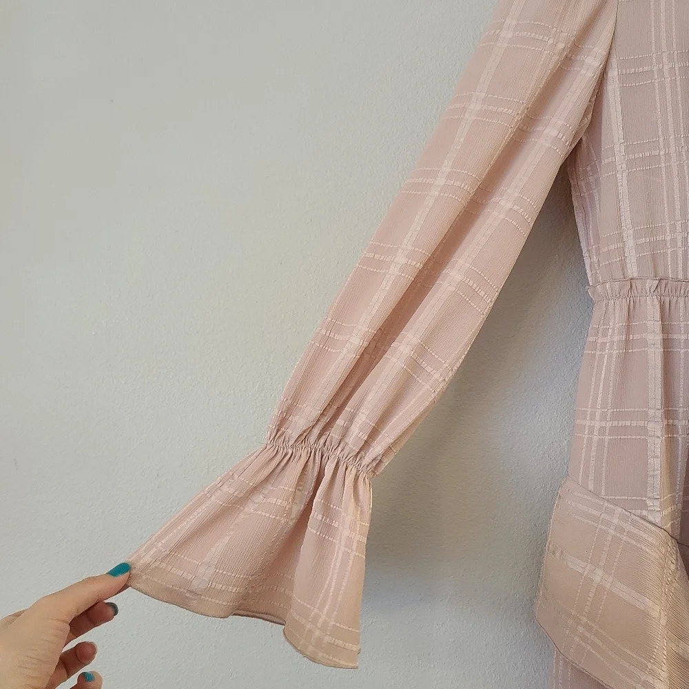 See By Chloe Ruffle Tie Neck Mini Smoky Pink Mini Dress - Picture 6 of 11